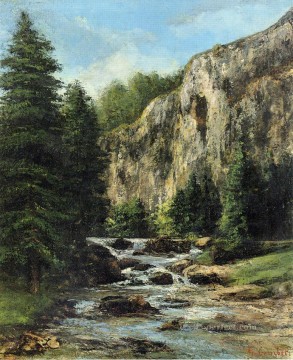 Gustave Courbet Painting - Study forLandscape with Waterfall Realist painter Gustave Courbet
